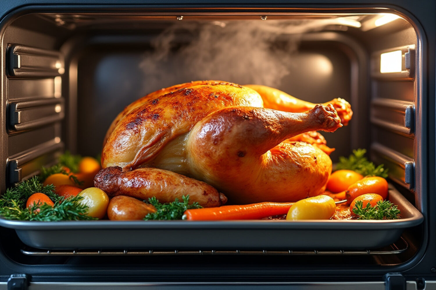 Combien de temps cuire un poulet de 2 kg au four à chaleur tournante ?