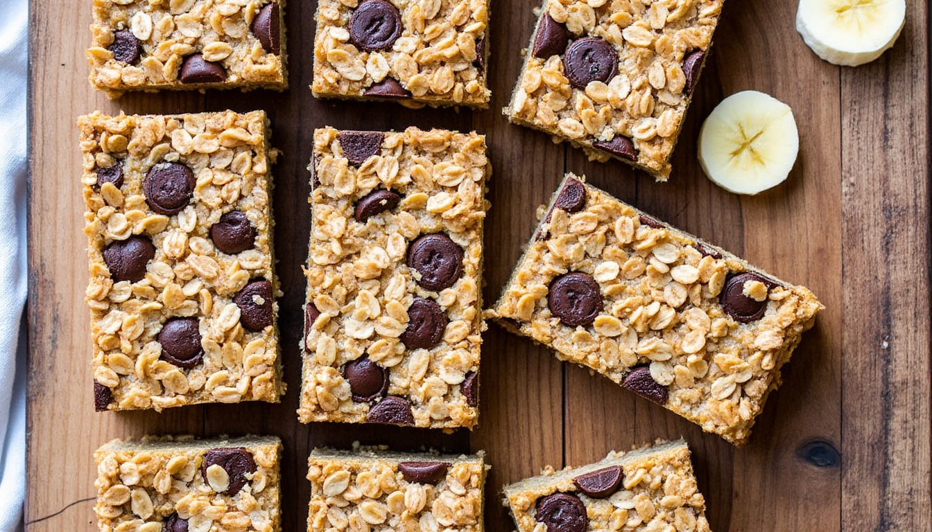 découvrez notre recette facile de barres de céréales maison à base de flocons d'avoine, banane et chocolat, idéale pour une collation saine et gourmande.