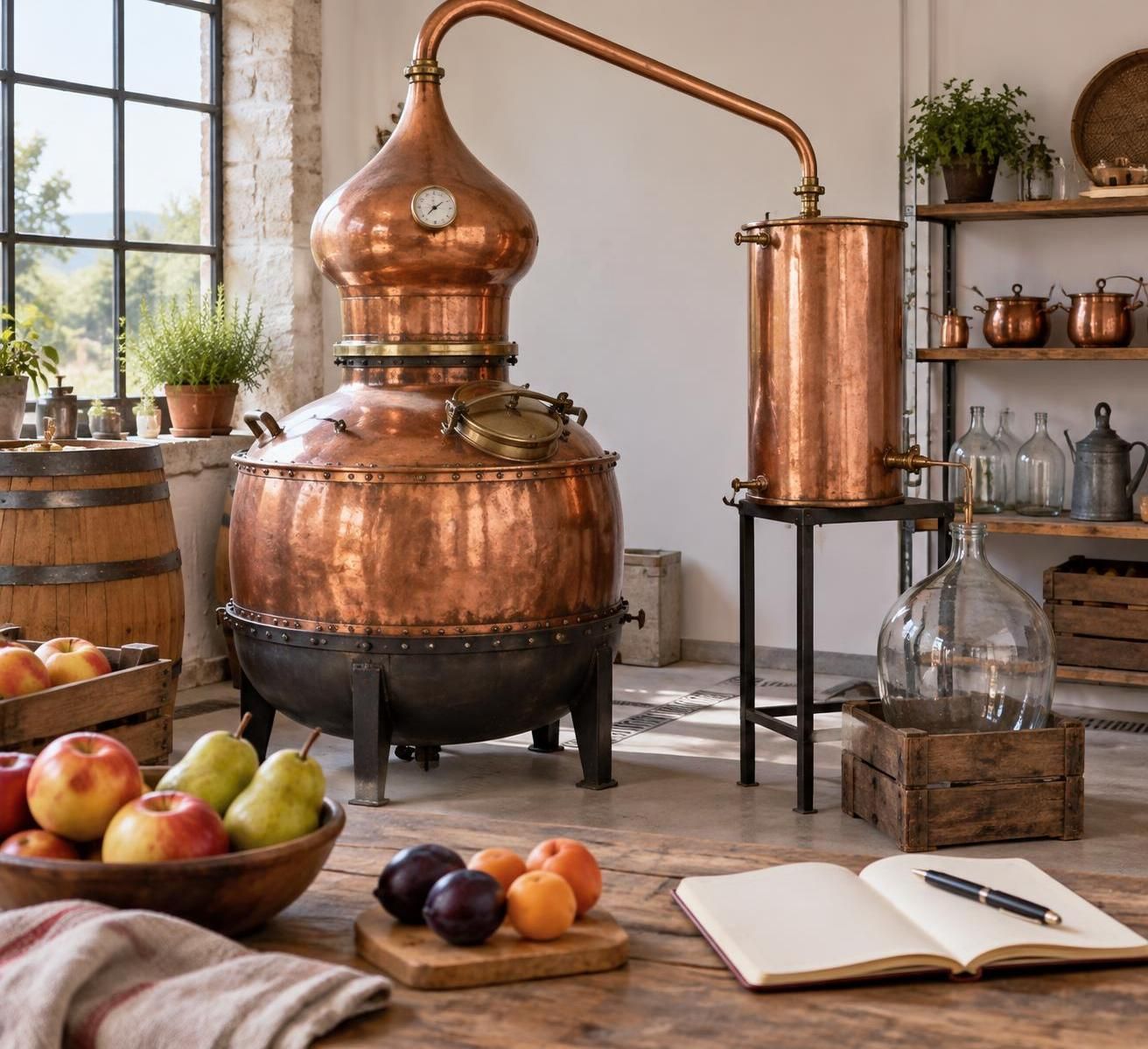 découvrez les principes de la distillation à domicile, le fonctionnement d’un alambic, les températures clés et la réglementation française.