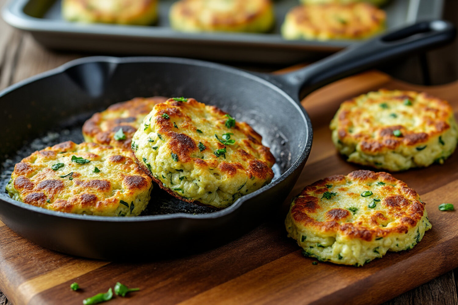 Galettes de courgettes croustillantes au fromage, à la poêle ou au four