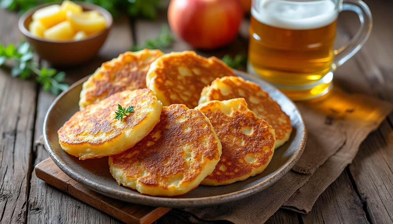 découvrez nos délicieuses galettes de pommes de terre croustillantes, préparées selon les recettes traditionnelles alsacienne et berrichonne, pour un plat savoureux et authentique.