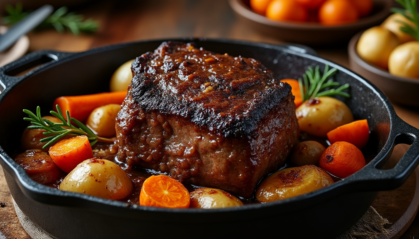 découvrez la recette du paleron de bœuf confit au four, cuit pendant 7 heures pour une viande tendre et fondante, idéale pour un repas savoureux et réconfortant.