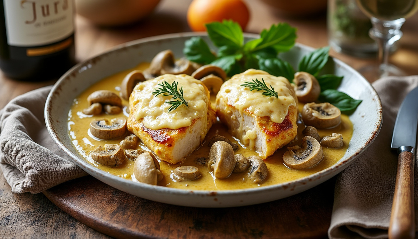 découvrez la recette authentique du poulet au vin jaune, morilles et cancoillotte, inspirée des carnets de julie. un plat savoureux et raffiné à préparer facilement chez vous.