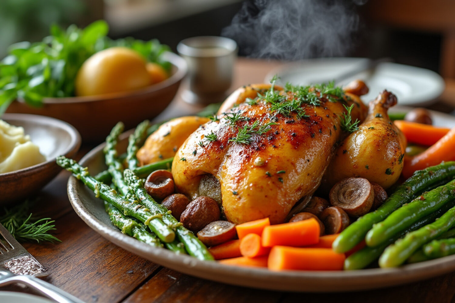 Quels légumes servir avec un poulet au vin jaune et morilles ?
