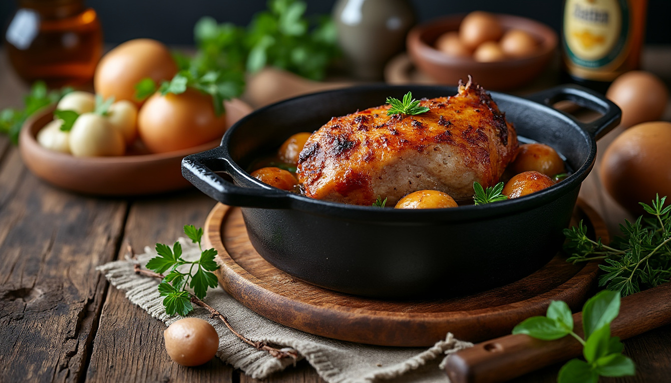 découvrez notre recette fondante de rôti de porc à la bière, une combinaison savoureuse pour un plat tendre et plein de goût.