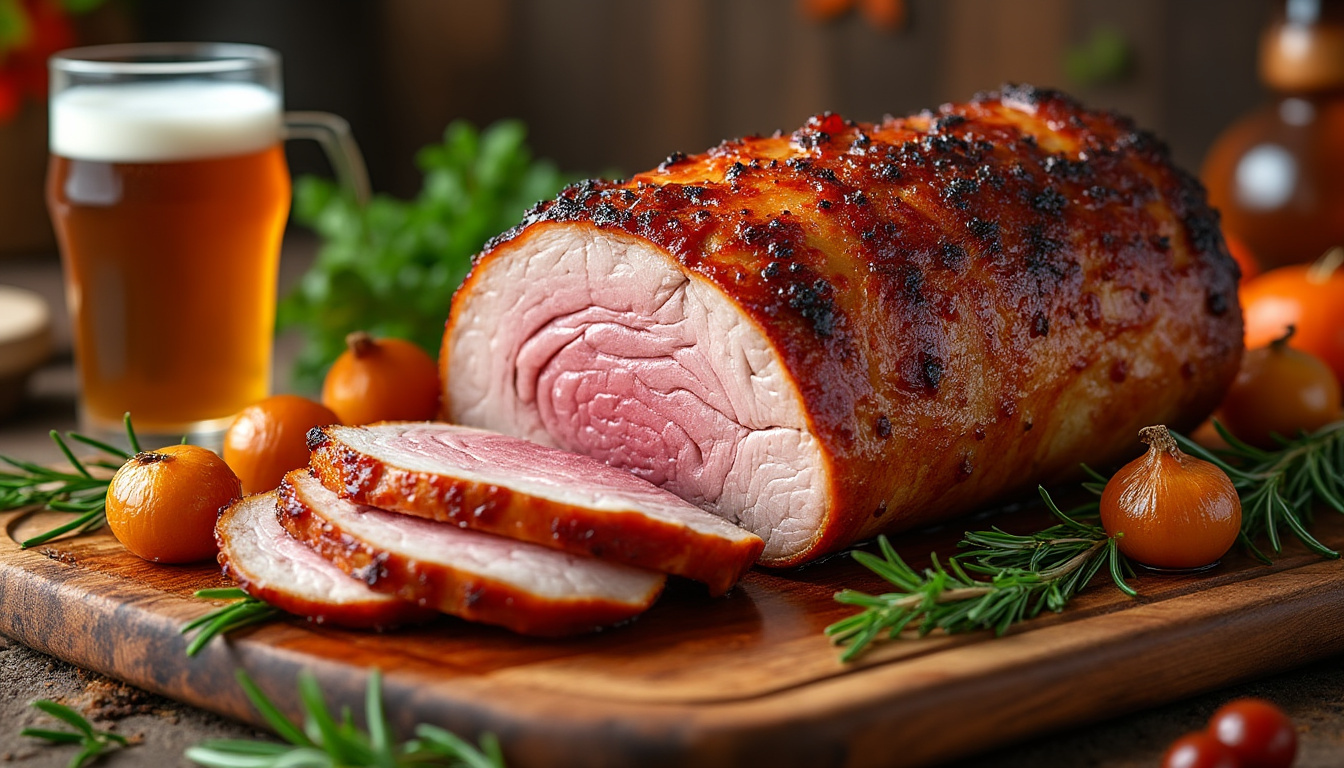 découvrez la recette du rôti de porc à la bière, un plat tendre et savoureux qui fond délicieusement en bouche. parfait pour un repas convivial et gourmand.